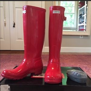 Red Hunter rain boots